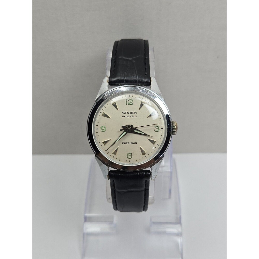 Vintage 1970s Gruen Precision New York 19 Jewel Manual Wind Mens Watch - Read